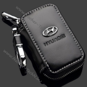 Шкіряний чохол для ключів з логотипом Hyundai (Хюндай), ключниця автомобільна