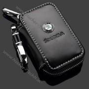 Шкіряний чохол для ключа Skoda (Шкода), ключниця автомобільна з логотипом